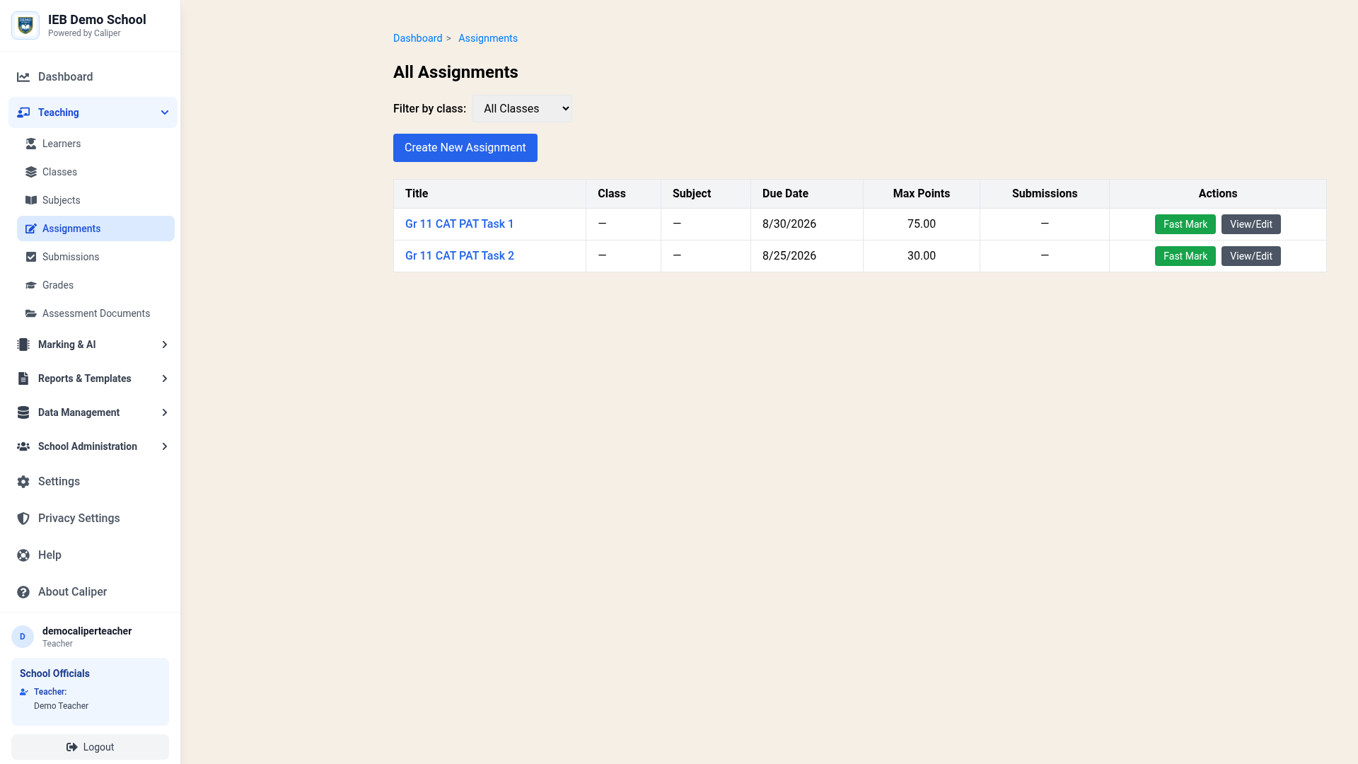 Assignments List