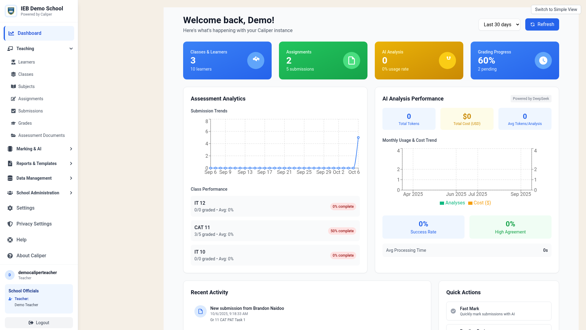 Teacher Dashboard